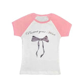 Y2K Protect Your Heart Bow Top Blouse